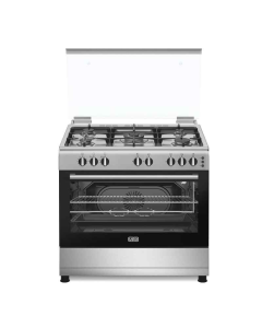 أستو فرن غاز ، مقاس 60×90 سم ، 5 عيون ، أمان كامل ، مروحة ، استيل - ASF9515SGWH