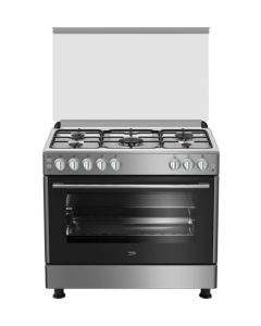بيكو فرن غاز ، مقاس 55×80 سم ، 5 عيون ، أمان كامل ، شواية داخلية ، سلفر ، تركي - GG15120FXNS
