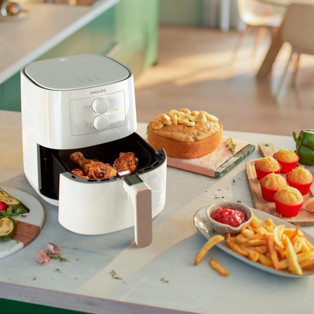 مقلاة هوائية فيليبس بيضاء ، سعة 4.1 لتر ، بتقنية Rapid Air ، قدرة 1400 واط ، ابيض - HD9200/20