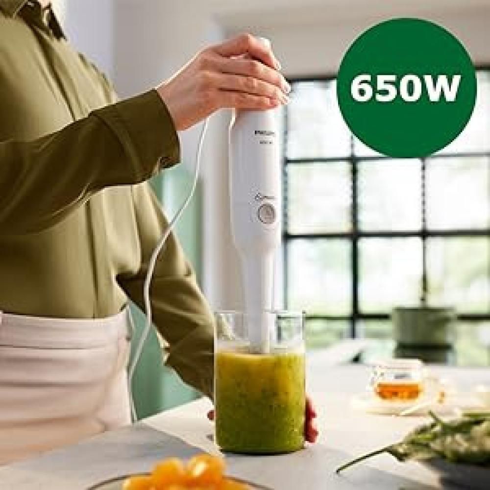 فيليبس خلاط يدوي ، سعة 500 مل ، ProMix ، الخلط و الخفق و الهرس ، شفرات فولاذية ، 650 واط ، ابيض - HR2531/01