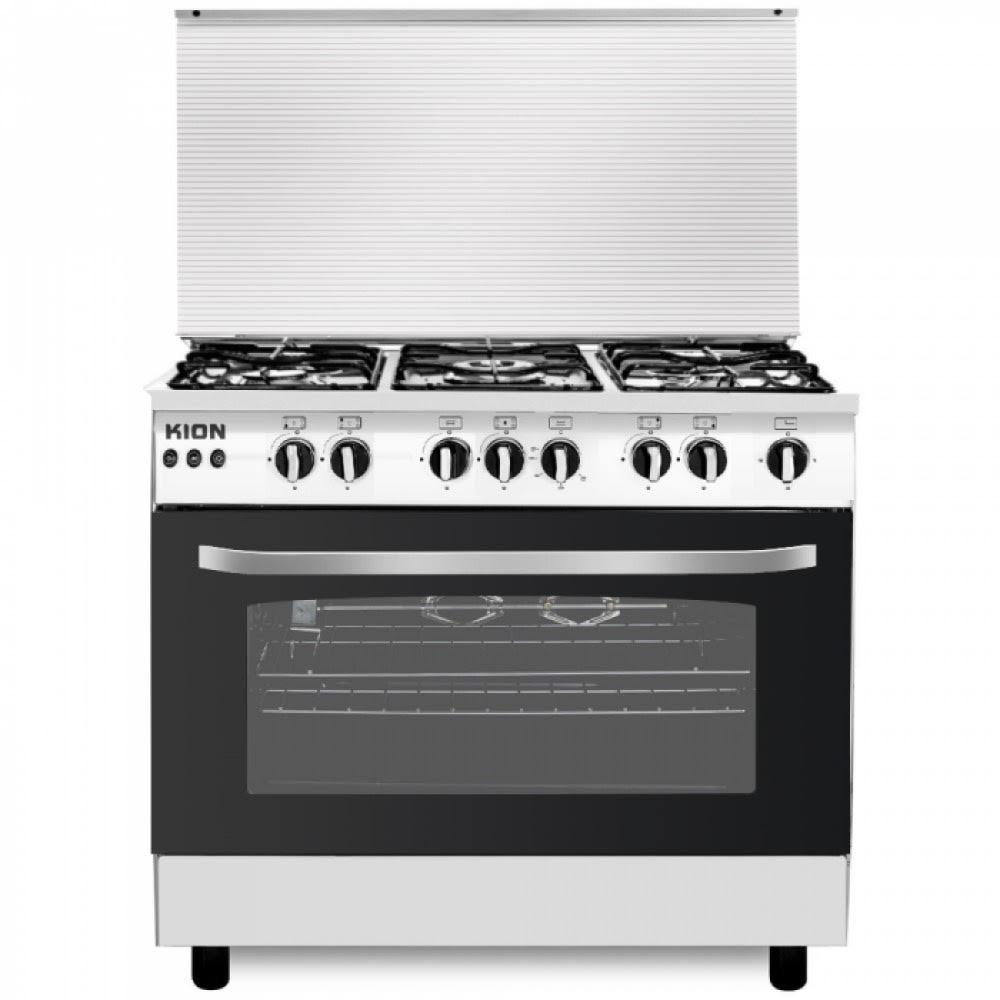 كيون فرن غاز ، مقاس 60×90 سم ، 5 عيون ، إشعال ذاتي ، استيل - KFS9060AD